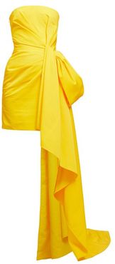 Draped Gathered Faille Mini Dress - Womens - Yellow