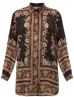 Altai Floral-print Silk-chiffon Blouse - Womens - Black Red