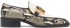 Linked Snake & Croc-effect Leather Loafers - Womens - White