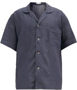 Oversized Linen-poplin Shirt - Mens - Dark Grey