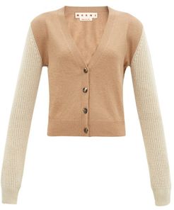 Colour-block Cashmere-blend Cardigan - Womens - Camel