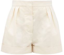 Pleated-rise High-cut Cotton-drill Shorts - Womens - Cream
