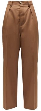 High-rise Tailored Wool-twill Trousers - Womens - Brown