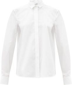 Curved-hem Cotton-poplin Shirt - Womens - White