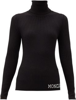 Logo-intarsia Roll-neck Wool Sweater - Womens - Black