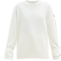 Logo-patch Tie-sleeve Wool Sweater - Womens - White