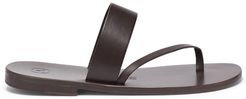 Alberta Diagonal-strap Leather Slides - Mens - Brown