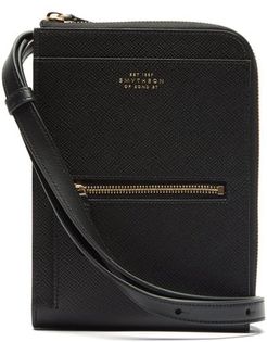 Panama Grained-leather Cross-body Bag - Mens - Black