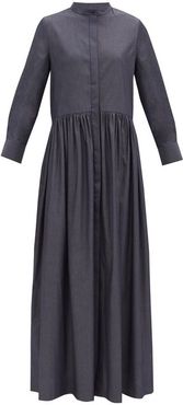 Cotton-blend Chambray Maxi Shirt Dress - Womens - Navy