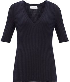 Carolina V-neck Cashmere-blend Sweater - Womens - Navy