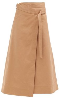 Linda Cotton-drill Belted Wrap Skirt - Womens - Camel