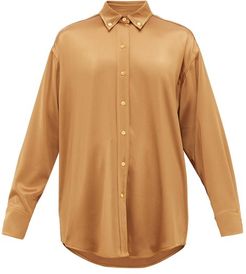 Kiki Oversized Satin Shirt - Womens - Brown