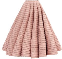 Pleated Lacquered Down-filled Maxi Skirt - Womens - Light Pink