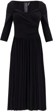 Sweetheart-neck Flared Jersey Midi Dress - Womens - Black