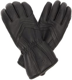 Leyla Panelled Leather Ski Gloves - Womens - Black