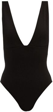 Raquel V-neck Crepe Swimsuit - Womens - Black