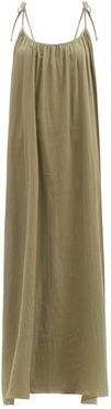 Tie-strap Cotton-voile Maxi Dress - Womens - Green