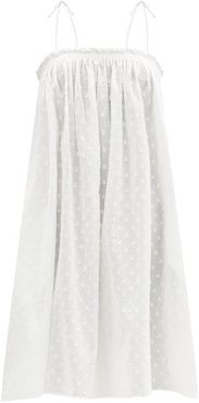 Rimi Shirred Organic-cotton Dress - Womens - White