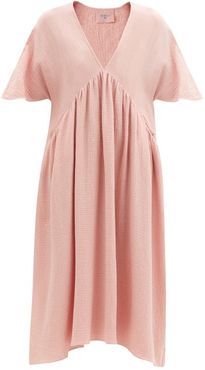 Riva V-neck Cotton-gauze Midi Dress - Womens - Light Pink
