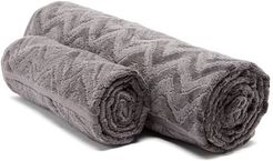 Rex Zigzag Cotton Hand And Bath Towels - Dark Grey