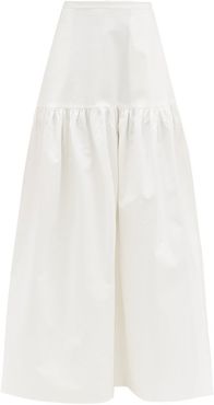 Gathered Cotton-blend Maxi Skirt - Womens - White