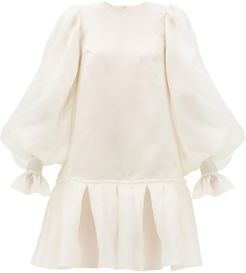 Kristen Balloon-sleeved Silk-organza Mini Dress - Womens - Ivory