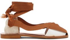 X Thierry Colson Teresa Wraparound Leather Sandals - Womens - Brown White