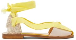 X Thierry Colson Teresa Wrap-tie Canvas Sandals - Womens - Yellow White