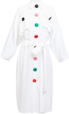 Rainbow-button Poplin Shirtdress - Womens - White
