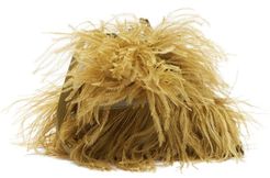 Feather-trimmed Leather Bag - Womens - Khaki