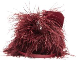 Feather-trimmed Leather Bag - Womens - Burgundy