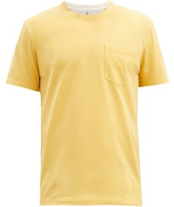 Patch-pocket Cotton-jersey T-shirt - Mens - Yellow