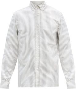 Striped Cotton Shirt - Mens - Grey Multi