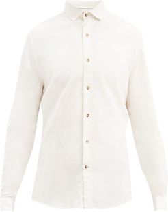 Spread Collar Cotton Shirt - Mens - Cream
