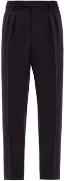 Adjustable-waist Tailored Wool-twill Trousers - Mens - Navy