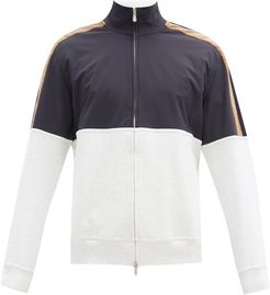 Panelled Zip-up Cotton-blend Track Jacket - Mens - Blue Multi