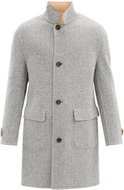 Reversible Herringbone Wool-blend Coat - Mens - Grey Multi