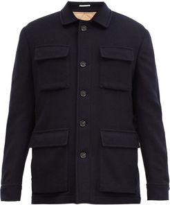Single-breasted Cashmere Coat - Mens - Navy