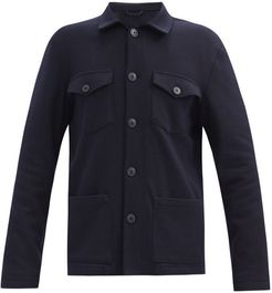 Patch-pocket Brushed-wool Overshirt - Mens - Navy