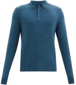 Long-sleeve Cashmere Polo Shirt - Mens - Blue