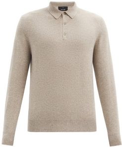 Long-sleeve Cashmere Polo Shirt - Mens - Beige