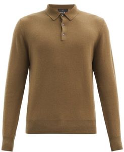 Cashmere Long-sleeved Polo Shirt - Mens - Khaki