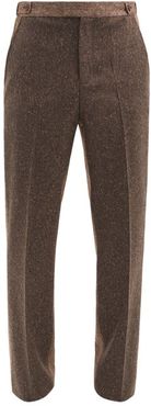 Judah Flecked-wool Straight-leg Trousers - Mens - Brown