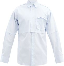 Panelled Cotton-poplin Shirt - Mens - Light Blue