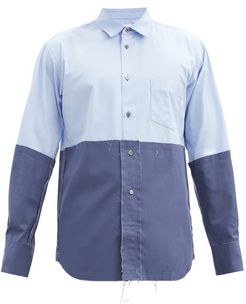 Two-tone Distressed Cotton-poplin Shirt - Mens - Blue