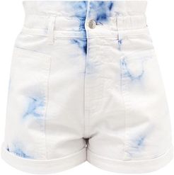 Tie-dye Denim Shorts - Womens - White Blue