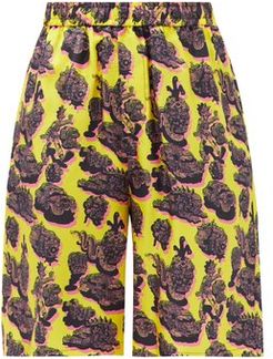 Timothy Psychedelic-print Silk Shorts - Womens - Yellow Multi