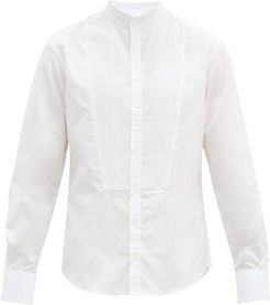 Romancier Stand-collar Cotton-poplin Bib Shirt - Mens - White