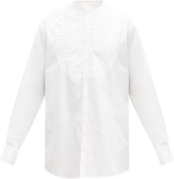 Cortège Curved-plastron Linen-poplin Shirt - Mens - White