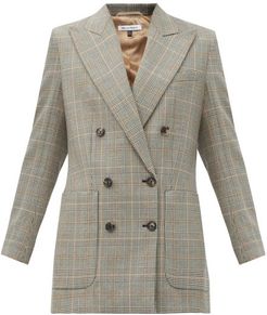 Bianca Double-breasted Checked Wool Jacket - Womens - Grey